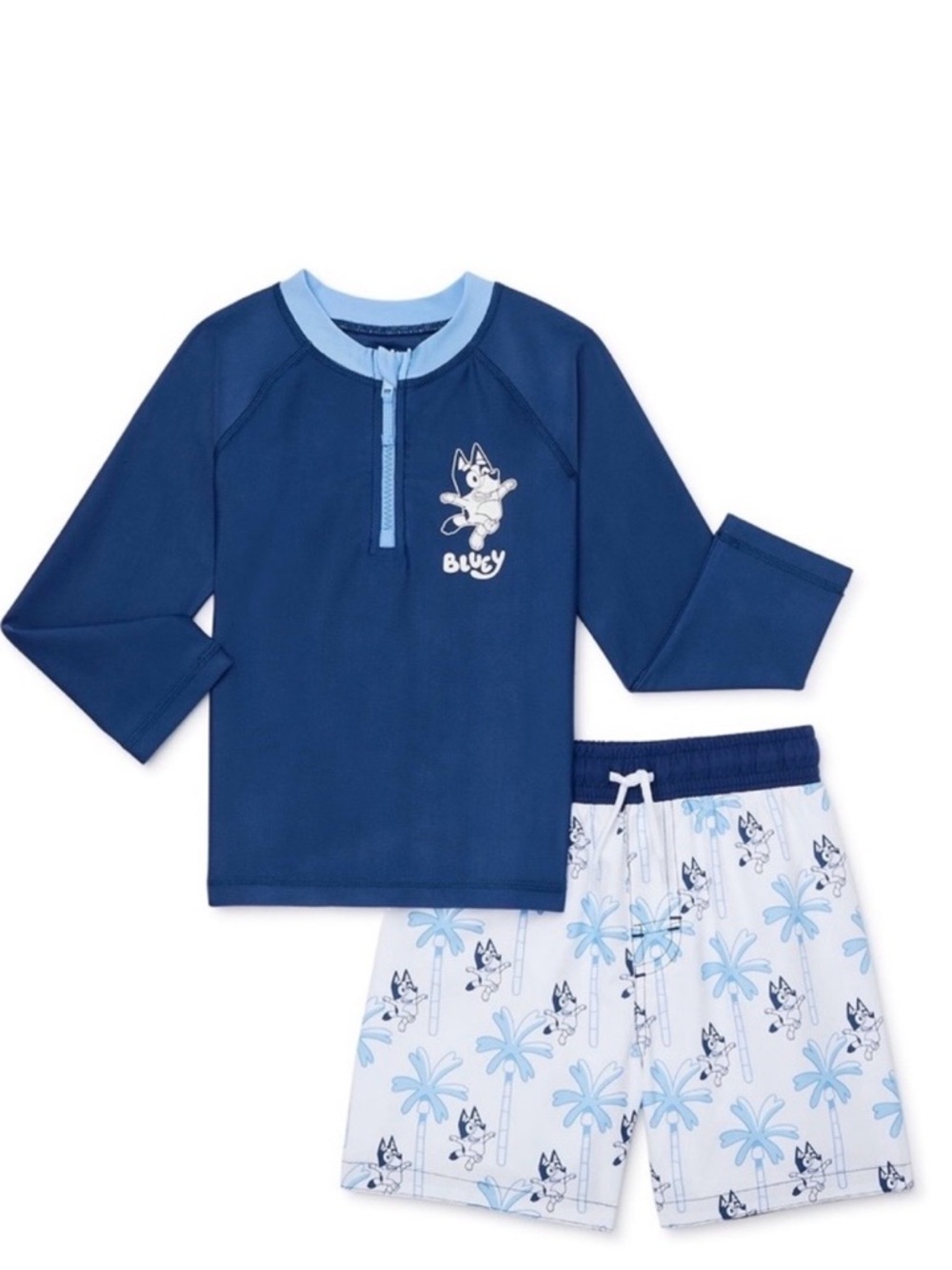 Bluey Swim Set 3T Toddler Boy Rash Guard Shorts UPF 50+ 2PC NWT